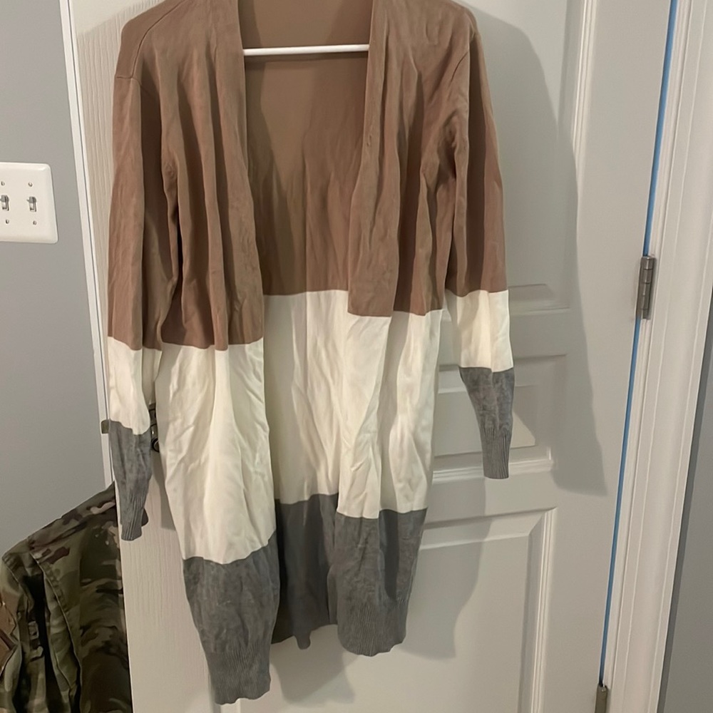 Striped color block cardigan